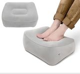Stolven Inflatable Travel Foot Rest Pillow, Foldable Adjustable Foot Rest, Soft Cushion Pillow for Legs Portable Footrest for Flight Car Office Under Desk Use Wedge Cushion for Adults Kids