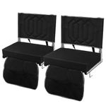 Stadium Seats for Bleachers with Back Support, Bleacher Seats with Backs and Cushion Wide, Portable Folding Comfort Stadium Chair with Shoulder Strap, Carry Handle, Storage Pockets, Black, 2Pack