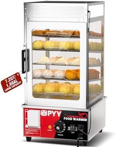 PYY Commercial Bun Steamer - Electric Food Display Automatic Temperature Control 5 Layers Display Stainless Steel Commercial Bun Steamer For Kiosk, 1200W/110V