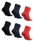 DANISH ENDURANCE Bamboo Dress Socks for Men & Women 6-Pack, Made in EU, Premium Comfort, Super Soft, Breathable, Classic (Multicolor (2x Apple Red, 2x Black, 2x Navy), US Women 8-10 // US Men 6.5-8.5),Medium