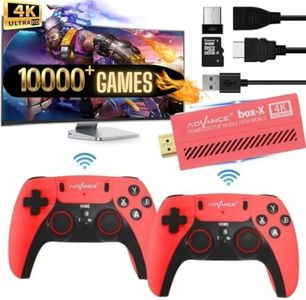 TMG Wireless Retro Game Console, Plug and Play Video Game Console Stick Built in 10000+ Games,23 Classic Emulators, 4K High Definition HDMI Output for TV with Dual 2.4G Wireless Controllers(Red)