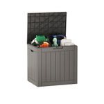 EAST OAK Deck Box, 31 Gallon Indoor and Outdoor Storage Box with Padlock for Patio Cushions, Pool Accessories, Toys, Gardening Tools, Sports Equipment, Waterproof and UV Resistant Resin, Grey