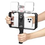 Taisioner Smartphone Video Rig Hand Girp Stabilizer Filmmaking Vlogging Case Phone Video Stabilizer with Cold Shoe for Film Maker Video Grapher Compatible with iPhone 15/14/13/12/ Pro Max and Android