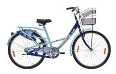 Hero Emerald 26T Single Speed Bicycle for Women/Girls with Basket and Inbuilt Carrier | Blue | Rigid | V Brake | 18" Steel Frame | Rider Height : 5ft 0" - 5ft 8" | 85% Pre Assembled Bicycle