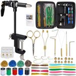 QualyQualy Fly Tying Kit with Fly Tying Vise Bobbin, Scissors, Whip Finisher, Complete Fly Fishing Tools Set for Beginners & Pros (88PCS ‎Fly Tying Kit)
