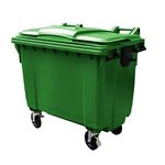 1100 Litre Wheelie Bin - Green, Largest 4 Wheeled Bin Available, 4 x 200mm Swivel Castors With 2 Central Locking Brakes, Commercial & Industrial Bin