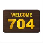 Number Plate 704 Door, Room, etc Laser cut Acrylic Board fixed with wood texture pattern Gold color text water proofing PVC sticker | Easy installation type double sided tape fixed on backside