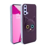 Pikkme Oneplus Nord Ce 5G Back Cover for Girls | Cute Cat Leather Finish | Soft TPU | Case for Oneplus Nord Ce 5G (Purple)