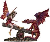 Pacific Giftware FairyTate Fairy Red Dragon on The Seesaw Decorative Resin Collectible Figurine Statue