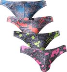 iKingsky Men's Camouflage Thong Underwear Sexy Low Rise T-Back Underwear (Large, 4 Pack)