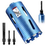 DaduoRi 5" Dry Core Drill Bit, 5/8"-11 Thread, with 3 Adapters Included: SDS Plus, SDS Max and 1/2" Hex Abor, 9.5" Drilling Depth Diamond Core Bits for Concrete Drill, Brick Block, Stucco, Masonry