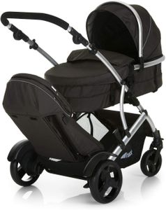 hauck Duett 2 Tandem Pushchair, Black – Convertible Carrycot, Raincover, Foldable