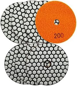 BRSCHNITT 7pcs 4" Dry Diamond Polishing Pad Set, #200 for Granite, Marble, Quartz & Countertops