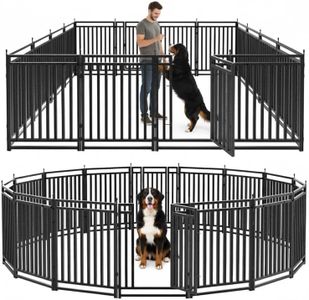 Petorldog Dog Playpen Dog Fence Outdoor for Yard 40" H with 16 Panels Sturdy Portable Puppy Playpen for Indoor Outdoor RV Camping Use - Black Silver