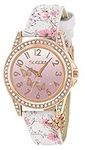 Tikkers Rose Gold Case Flower Printed Butterfly Charm Watch - NTK0029