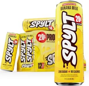 Spylt High Protein Banana Milk with 60mg Caffeine & 20g Protein - 90 Calories, Ready to Drink, Sugar Free, Lactose Free Milk, Perfect for Workout Recovery & Afternoon Pick Me Up - 12 Count