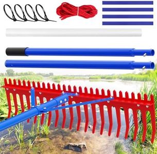 Extra-Large Heavy Duty Lake Weed Rake for Ponds with 9.5" Long Solid Metal Tines,11FT Commercial-Grade Aquatic Weed Removal Tool,Deep Water Weed Cleaner for Large Aeras,Ergonomic Handle
