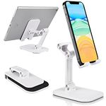 Cell Phone Stand, Angle Height Adjustable Foldable Cell Phone Stand Holder for Desk, Compatible with iPhone, Android All Mobile Phones (White)