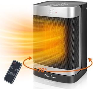 Taylor Swoden Fiery - Calefactor cerámico PTC 1500W con mando a distancia, pantalla LED, temporizador 24H, oscilante 70º, 3 velocidades y modo ECO. Calentamiento rápido dormitorios, despachos etc