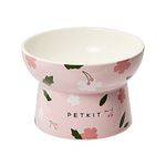 PETKIT Raised Cat Bowl, Ceramic Cat Elevated Food Bowl, Stress Free, Anti Vomiting, Backflow Prevention Cat Dog Water Bowl, Dishwasher and Microwave Safe, Pink