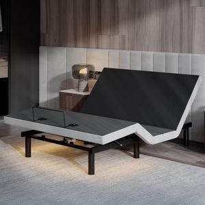 Sweetnight Queen Adjustable Bed Frame, Zero Gravity, Adjustable Bed Base with Massage, Wireless Remote, Memory Function, USB A & C Ports, Under Bed Light, Independent Head & Foot Incline