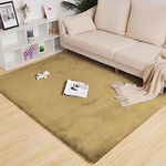 Luxe Home Ruffle Floor Rug Rabbit Fur 1000 Gsm Living Room Foot Mats Anti Skid Water Absorbent Easy Machine Washable Rug for Bedroom | Floor | 4 X 6 Ft | Mocka | Pack of 1