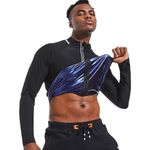 Sauna Jacket Sweat Suits Shirt for Men Compression Waist Trainer Vest Workout Gym Clothes Sweat Enhancing Long Sleeve, Black, Large