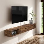 Pmnianhua Farmhouse Floating TV Stand with 2 Doors,78'' Under TV Shelf Floating,Wall Mounted TV Shelf,Rustic Floating TV Console for Under TV(Rustic Brown)