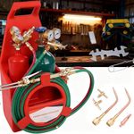 Oxy Acetylene Torch Kit - Portable Professional Tote Oxygen Acetylene Torch Kit W/Oxygen & Acetylene Tanks, Gauge, Oxyacetylene Cutting Torch Kit, Welding Brazing Cutting Torch Kit