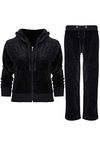 Be Jealous Kids Girl Velvet Hooded Lounge Wear Tracksuit Set Black Age 9/10 Years