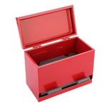 BSTKEY Stainless Steel Pencil Dispenser with 8 Stickers, Red Pencil Holder Pen Storage Container, Home Office School Restaurant Stationery Straw Dispenser for Bulk Pencils, Drinking Straws