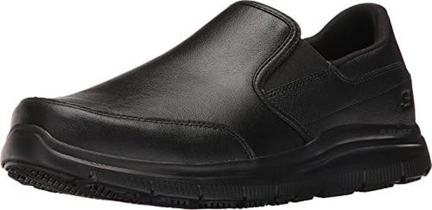 Skechers Men's Bronwood Food Service Shoe, Black Leather, 9 Wide