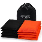 JMEXSUSS Weather Resistant Standard Corn Hole Bags, Set of 8 Regulation Professional Cornhole Bags for Tossing Game,Corn Hole Beans Bags with Tote Bag(Black/Orange)