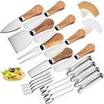 Cheese Knife Set,Cheese Knives Cheese Spatula Knife Butter Knife Stainless Steel Cheese Slicer with Wood Handle Mini Serving Tongs Spoons and Forks Set for Birthday Wedding Party Cake Dessert Salad