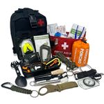 Emergency Survival Kit - 22 in 1 Outdoor Bushcraft Equipment - Molle Tactical Pouch - Camping Hiking Hunting Gear