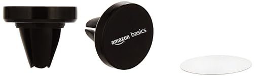 amazon basics Car Air Vent Phone Holder | Quad Magnet | Magnetic Compatible with Most Smartphones (Black)