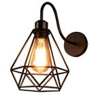 Homes Elite Diamond Shape Metal Antique Vintage Cage Wall Lamp Indoor Mount Pendant for Home Decoration Bedroom Living Room Bedside Vanity (Bulb not Included)