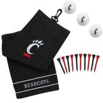 Team Golf NCAA Cincinnati Bearcats Gift Set Embroidered Golf Towel, 3 Golf Balls, and 14 Golf Tees 2-3/4" Regulation, Tri-Fold Towel 16" x 22" & 100% Cotton