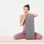 zmaishi Yoga Bolster Pillow for Meditation and Support - Rectangular Yoga Cushion - Grey Cotton, Polyester Machine Washable with Carrying Handle