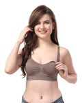 Fabme Women's Nylon and Spandex Non Padded Wire Free Maternity Bra Chocolate