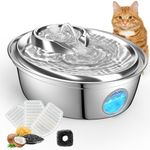 ORSDA Cat Water Fountain Stainless Steel, Automatic Pet Water Fountain, 67oz/2L Drinking Fountain Dog Water Dispenser with Water Level Window for Cats and Small Dogs- 4Pcs Filters (D36)