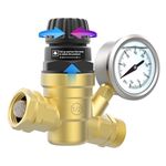 DIVANC RV Water Pressure Regulator Valve, Brass Lead-Free Adjustable Water Pressure Reducer with Gauge and Inlet Screen Filter for RV Camper Travel Trailer, Reducer Valve Filter