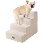 EHEYCIGA Dog Stairs for Small Dogs 18" H, 4-Step Pet Stairs for High Beds with Non-Slip Bottom, Folding Blanced Dog Steps for Pets, Beige