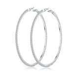 Senteria 925 Sterling Silver Hoop Earrings Rhinestone Hoop Earrings Big Large Hoops Earrings for Women 30/40/50/60/70mm Sparkly Cubic Zirconia Hoop Earrings