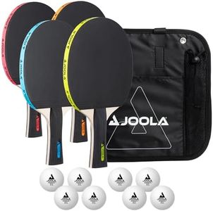JOOLA Neon Table Tennis Set, Table Tennis Set with 4 Table Tennis Bats, 8 Table Tennis Balls and Carry Bag