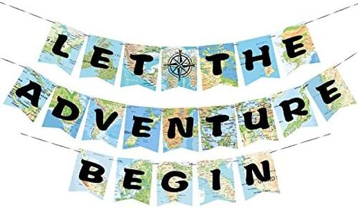 WERNNSAI Bon Voyage Party Decorations - World Map Pennant Let The Adventure Begin Bunting Banner for Retirement Graduation Travel Themed Party Co-worker Moving Away Baby Shower Birthday Party Supplies