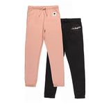 Alan Jones Clothing Girls Pack of 2 Joggers (Skin_Black, 11-12 Years)