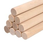 Lugailly Wooden Dowel Rods Wood Dowels for Crafting 3/4 x 12 Inch, 10 PCS Round Wooden Sticks for Macrame Crafts and DIYers, Unfinished Pine Hardwood Sticks for Wands, Curtain Rods, Rhythm Sticks