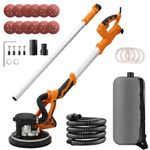 Drywall Sander,1250W Electric Drywall Sander with Vacuum Auto Dust Collection, xtension Handle,LED Light,12 Pcs Sanding Discs,5 Variable Speed,Variable Speed 800-1800RPM Power Wall Sander