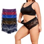 moonlight elves Women's Underwear Regular & Plus Size Lace Boyshort Panties Cheeky Panty for Ladies, Pack of 6 Size 3XL